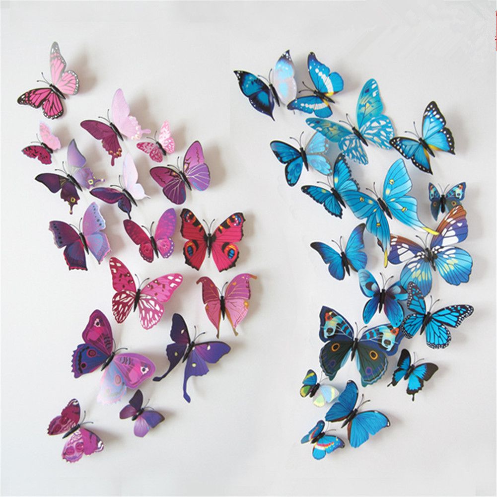 12Pcs 3D Stereoscopic Butterfly Wall Stickers Home Living Room Decor view 3