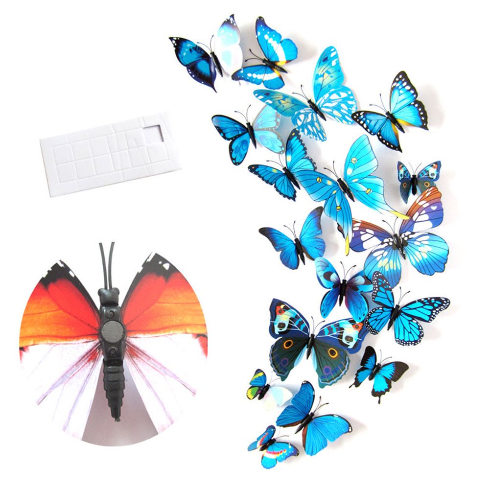 12Pcs 3D Stereoscopic Butterfly Wall Stickers Home Living Room Decor view 6