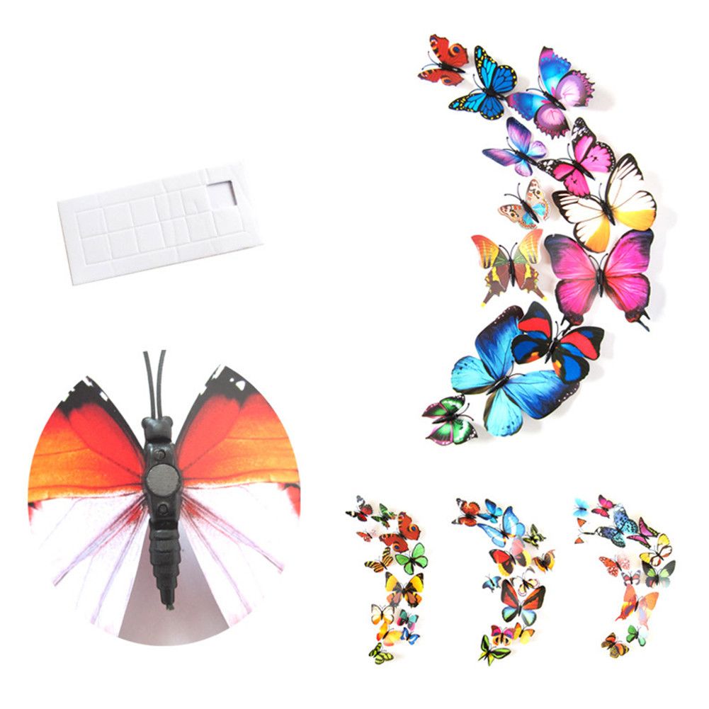 12Pcs 3D Stereoscopic Butterfly Wall Stickers Home Living Room Decor view 7