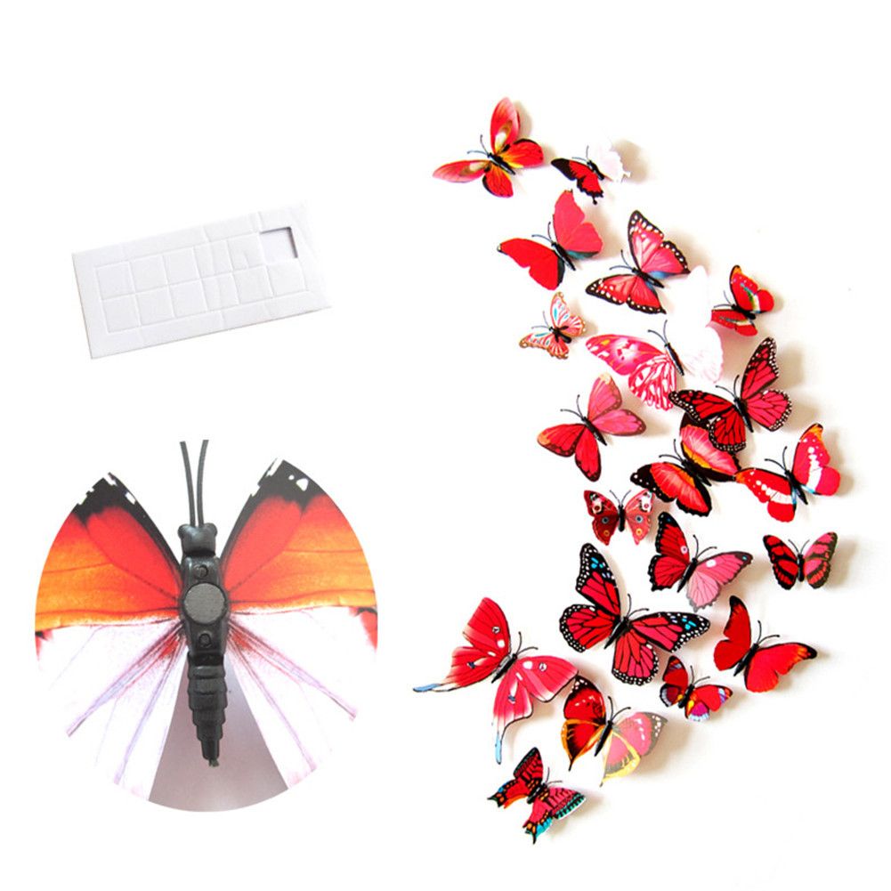 12Pcs 3D Stereoscopic Butterfly Wall Stickers Home Living Room Decor view 8