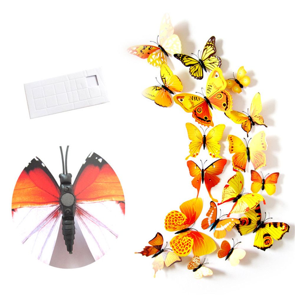 12Pcs 3D Stereoscopic Butterfly Wall Stickers Home Living Room Decor view 9