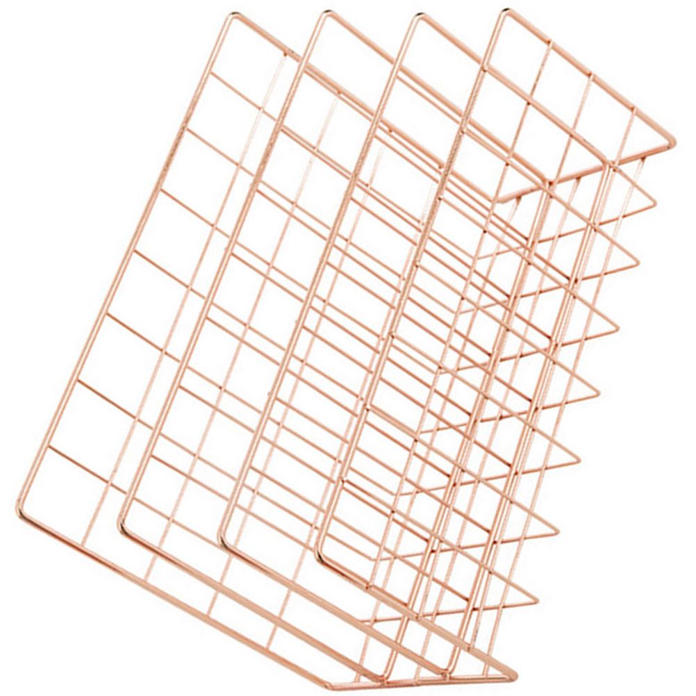 Letter Holder Iron Metal Three Grid Bookcase Holder Multifunctional File view 2
