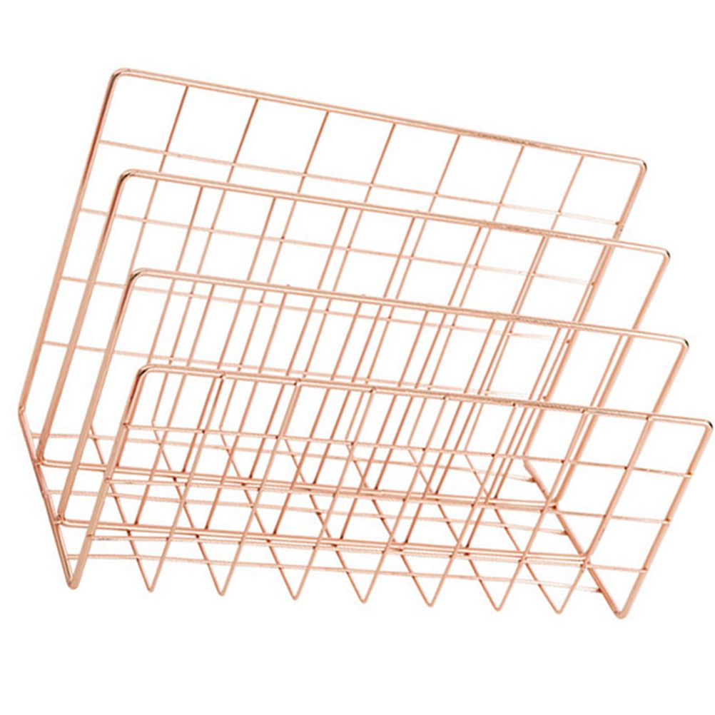Letter Holder Iron Metal Three Grid Bookcase Holder Multifunctional File view 3