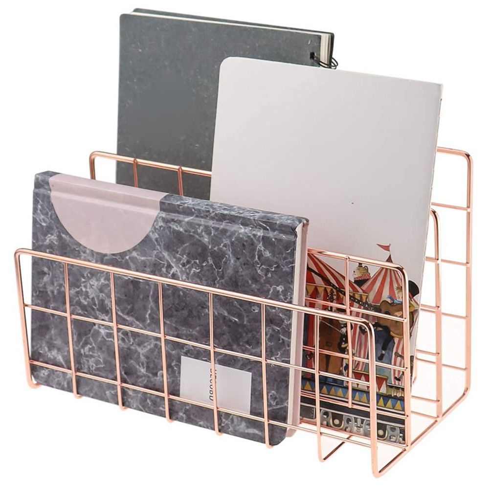 Letter Holder Iron Metal Three Grid Bookcase Holder Multifunctional File view 6