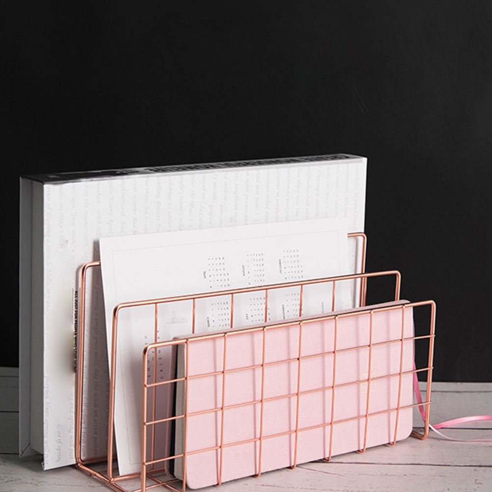 Letter Holder Iron Metal Three Grid Bookcase Holder Multifunctional File view 8
