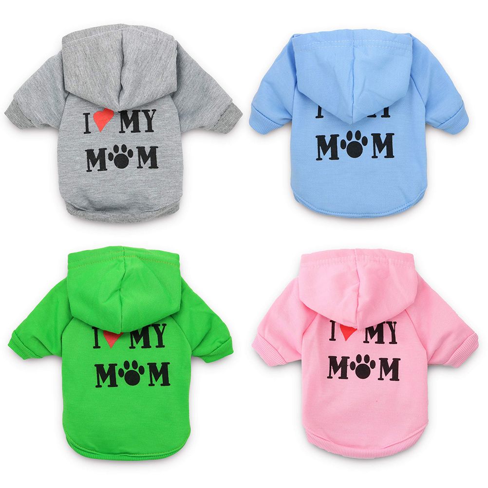 Dog Clothes I Love My Mom Printed Hoodie Puppy Sweatshirt Warm Puppy Clothes view 4
