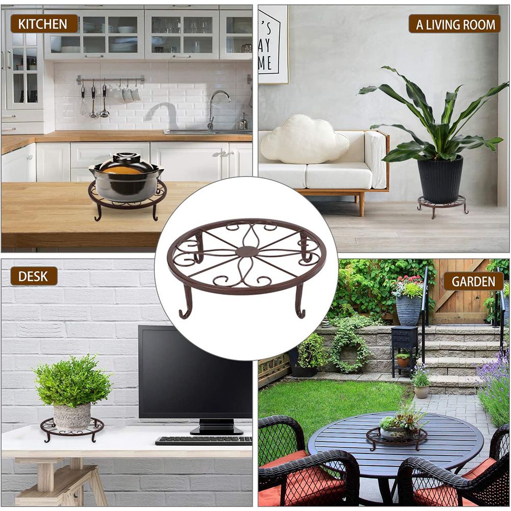 Classic Metal Iron Art Plant Pot Stand Flowerpot Base Holder Rack Indoor view 5