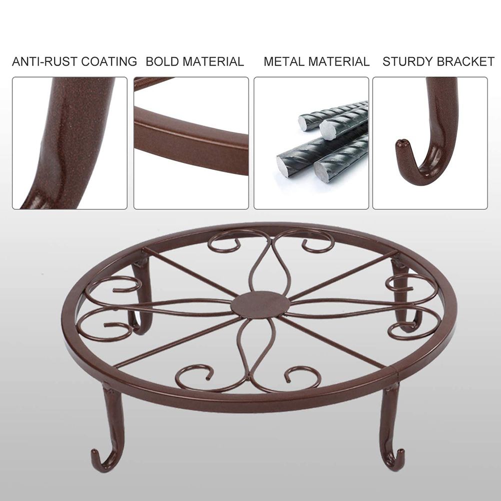 Classic Metal Iron Art Plant Pot Stand Flowerpot Base Holder Rack Indoor view 7