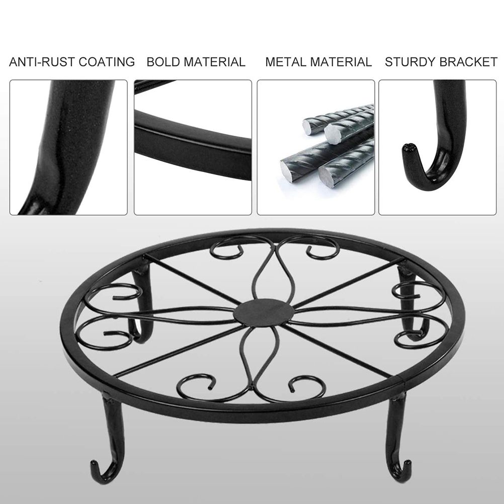 Classic Metal Iron Art Plant Pot Stand Flowerpot Base Holder Rack Indoor view 7