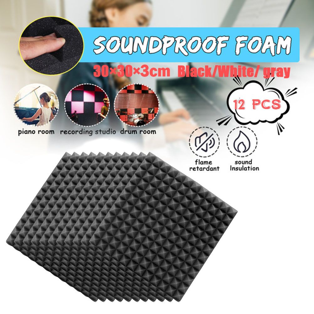 12Pcs Acoustic Foam Panels Acoustic Foam Sound Absorption Pyramid Studio view 6