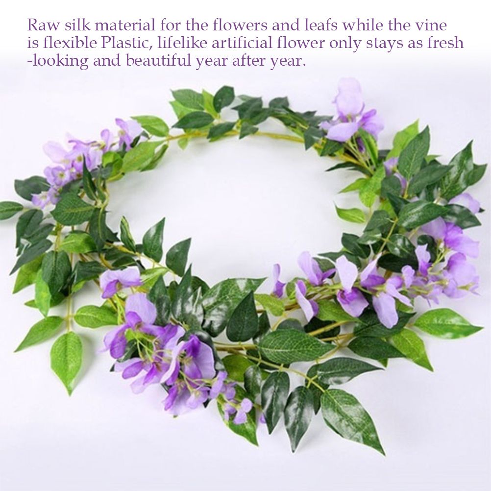 Artificial Flowers Wisteria Garland Vine Simulation Wreath Rattan Hanging view 3
