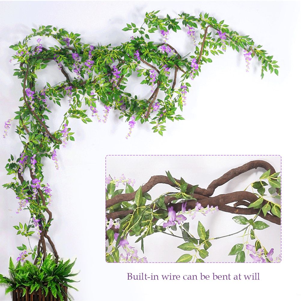 Artificial Flowers Wisteria Garland Vine Simulation Wreath Rattan Hanging view 6