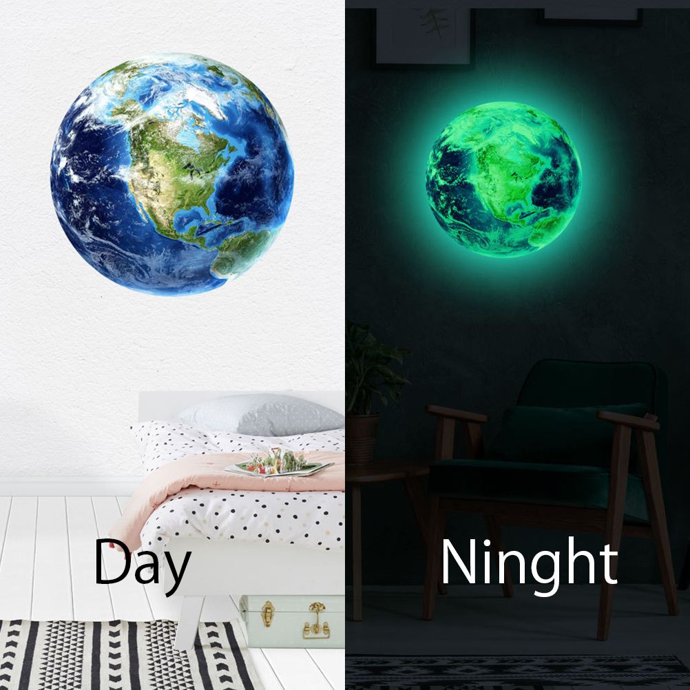 30cm Luminous Earth Sticker Universe Planet Fluorescent Wall Stickers In The
