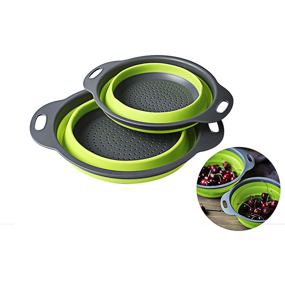 Foldable Kitchen Silicone Colander Fruit Vegetable Washing Basket Strainer