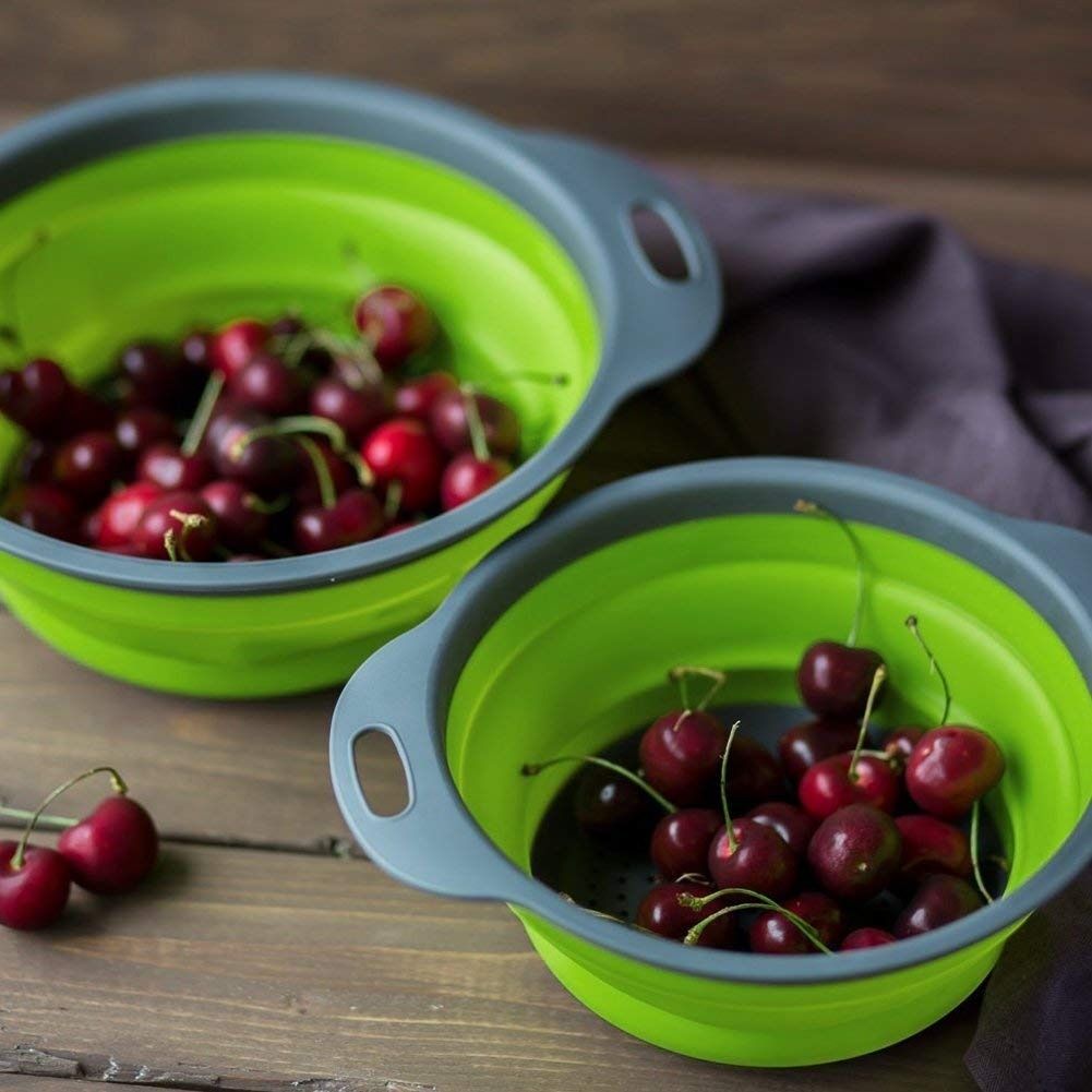 Foldable Kitchen Silicone Colander Fruit Vegetable Washing Basket Strainer view 3