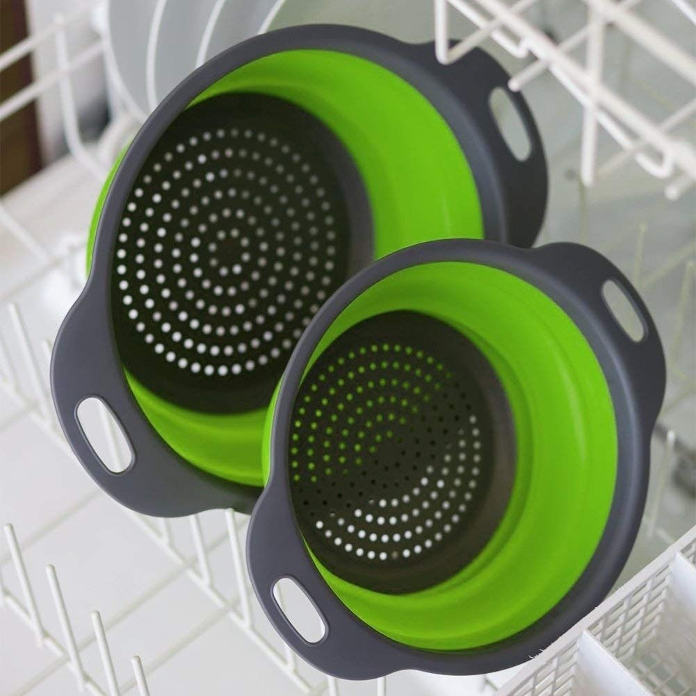 Foldable Kitchen Silicone Colander Fruit Vegetable Washing Basket Strainer view 4