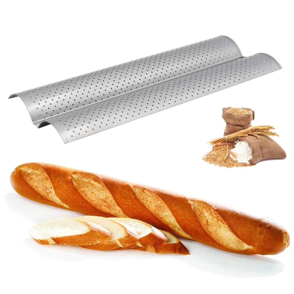 2 Slot Baguette Baking Tray Nonstick Bread Baking Tray Stainless Steel Baking Pan — image 1