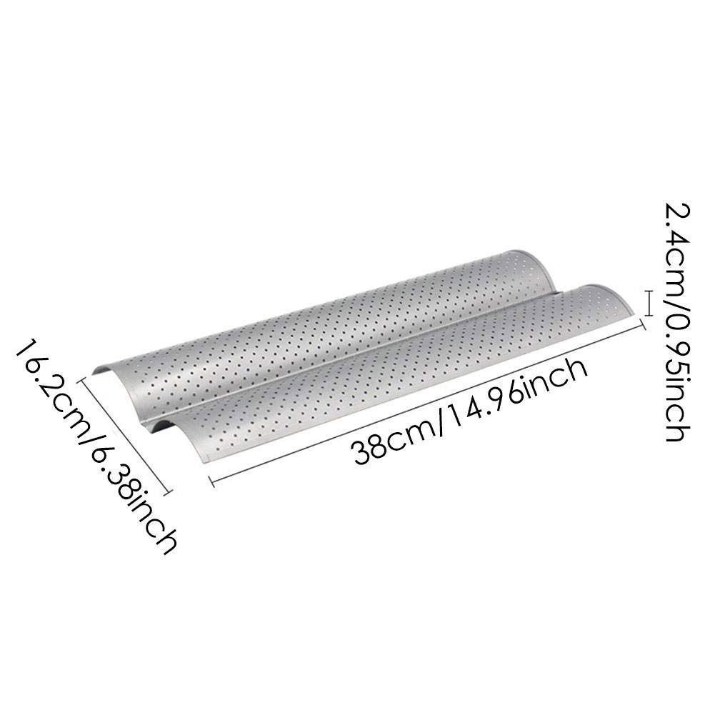 2 Slot Baguette Baking Tray Nonstick Bread Baking Tray Stainless Steel Baking Pan view 2