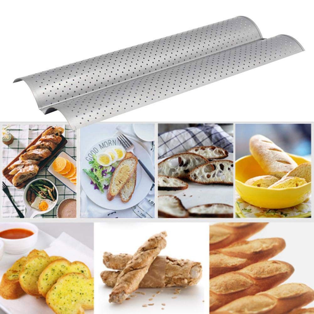 2 Slot Baguette Baking Tray Nonstick Bread Baking Tray Stainless Steel Baking Pan view 2