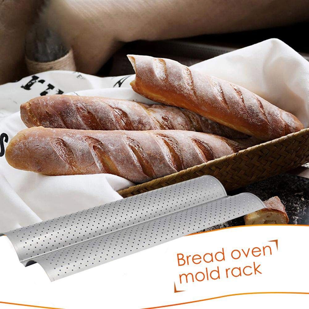 2 Slot Baguette Baking Tray Nonstick Bread Baking Tray Stainless Steel Baking Pan view 3