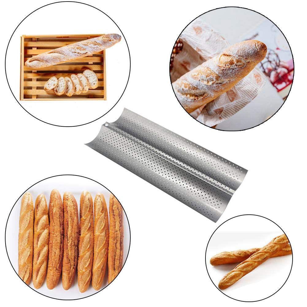 2 Slot Baguette Baking Tray Nonstick Bread Baking Tray Stainless Steel Baking Pan view 4