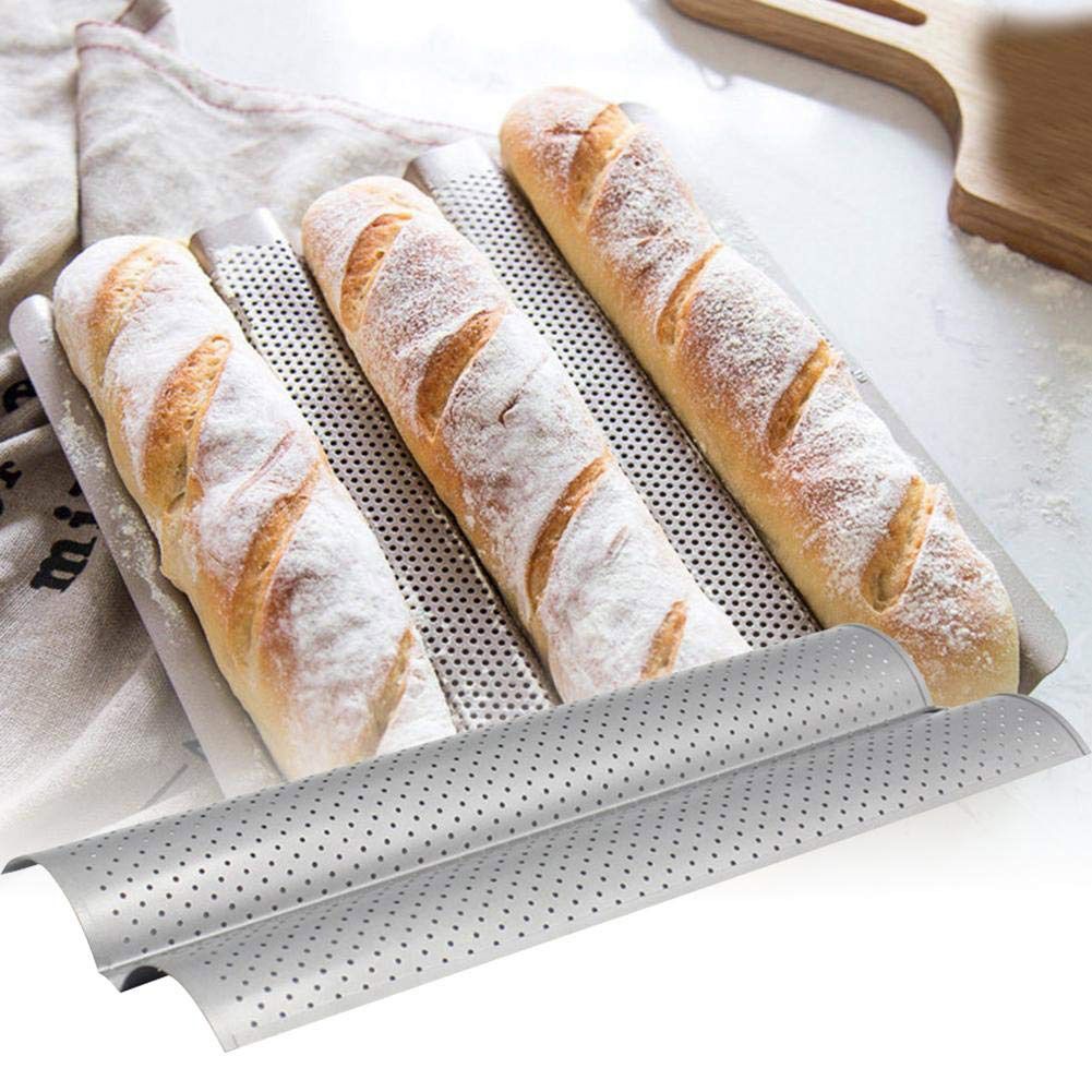 2 Slot Baguette Baking Tray Nonstick Bread Baking Tray Stainless Steel Baking Pan view 6