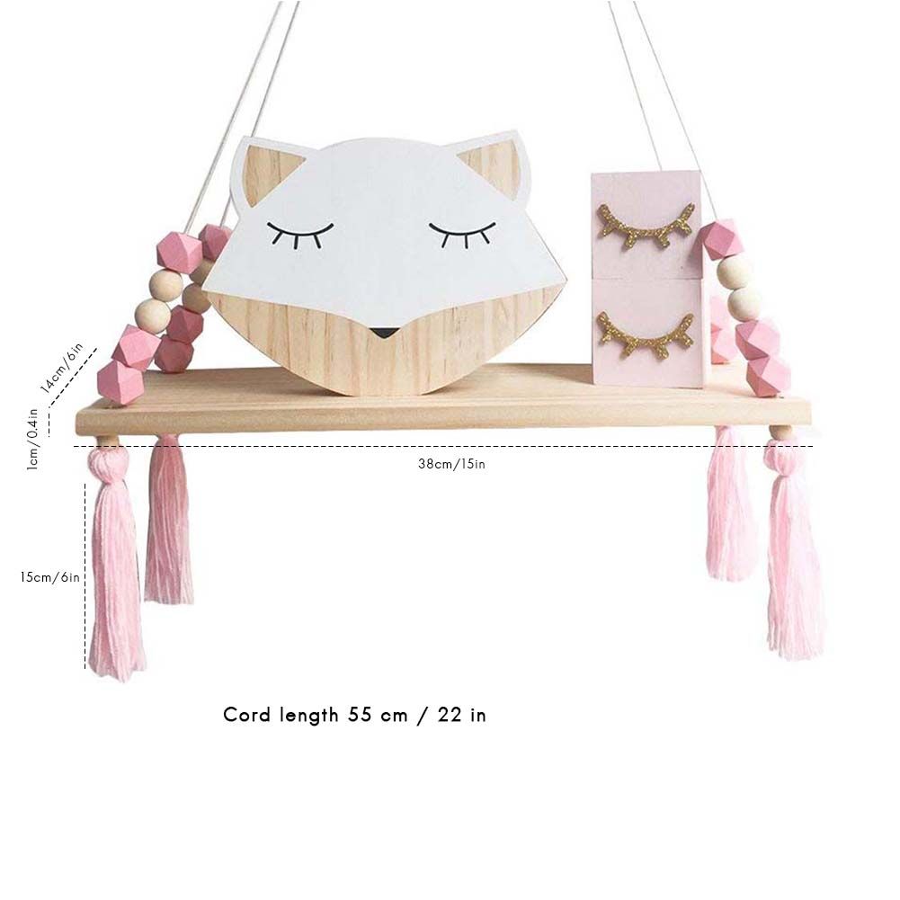 Ins Style Wall Shelf Child Decorative Shelf Hanging with Rope and Wooden Board view 7