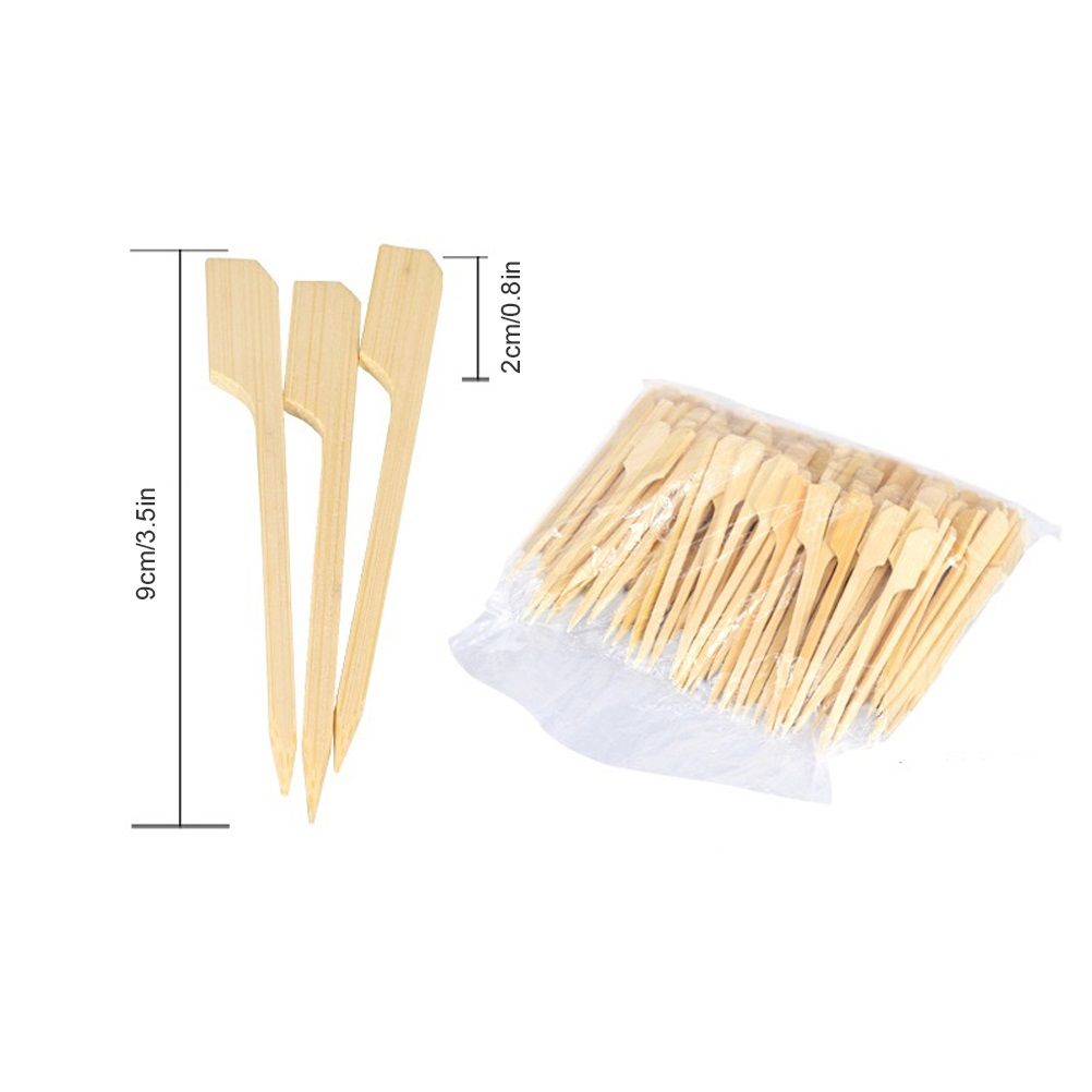 100PCS Barbecue Bamboo Skewers Disposable Bamboo Stick Barbecue Paddle Skewers view 2