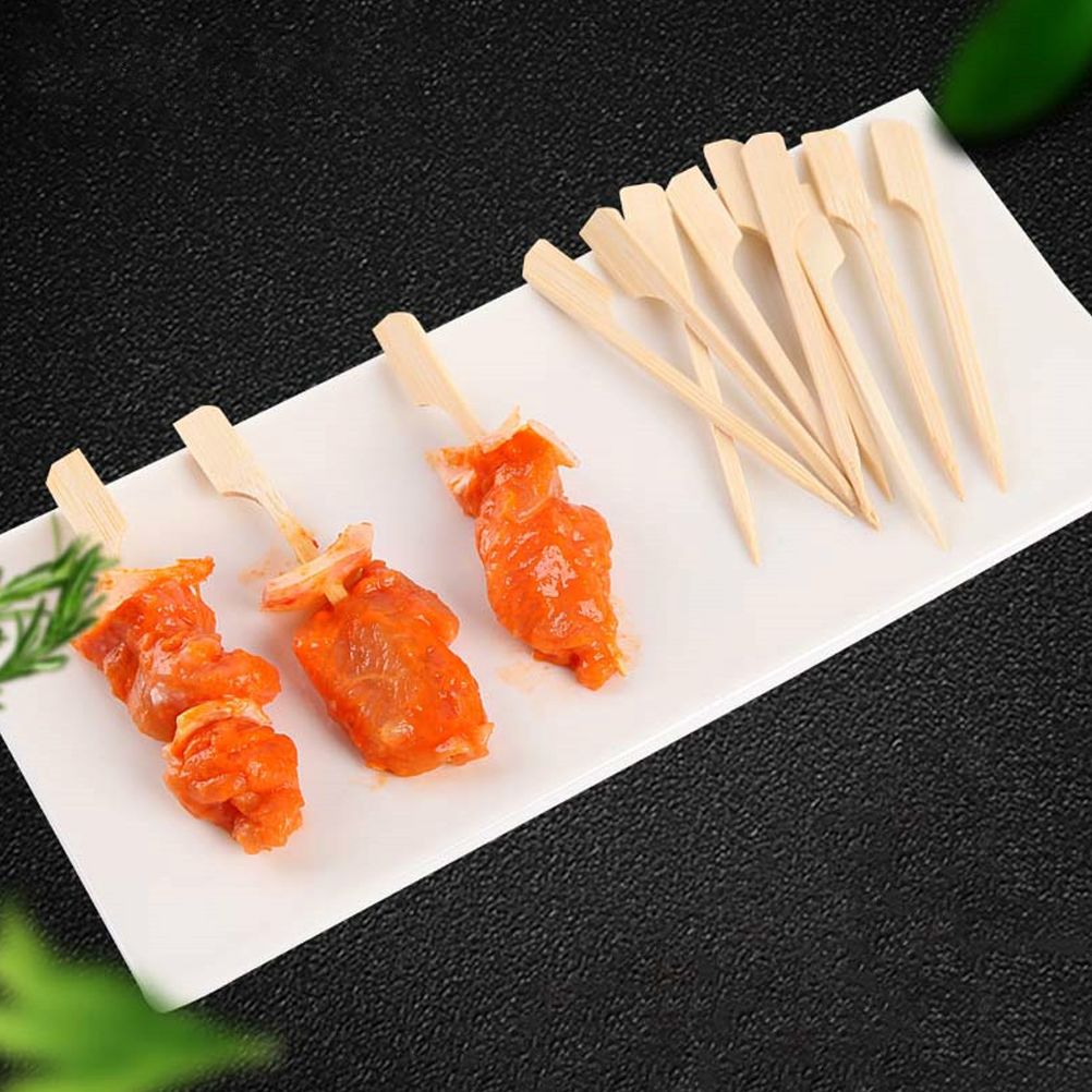 100PCS Barbecue Bamboo Skewers Disposable Bamboo Stick Barbecue Paddle Skewers view 4