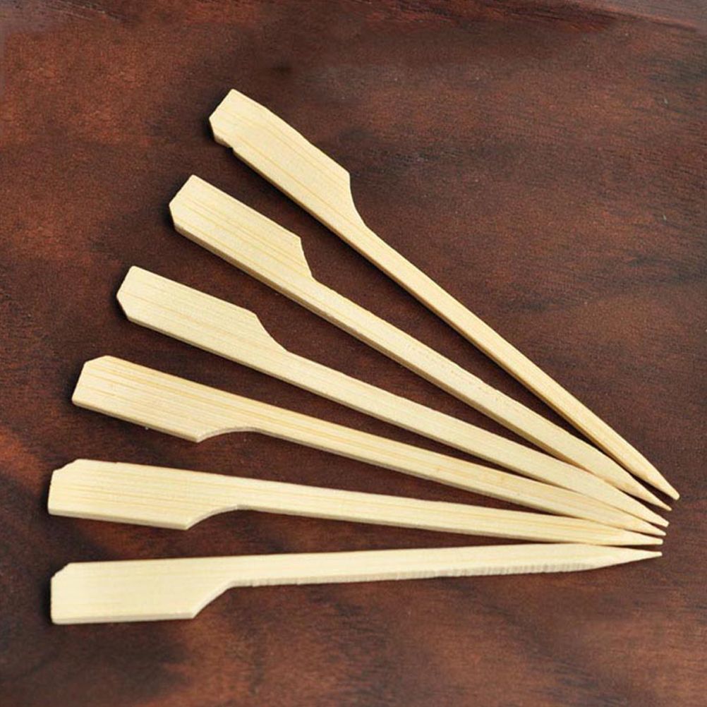 100PCS Barbecue Bamboo Skewers Disposable Bamboo Stick Barbecue Paddle Skewers view 5