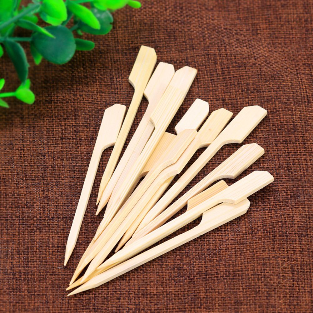 100PCS Barbecue Bamboo Skewers Disposable Bamboo Stick Barbecue Paddle Skewers view 6
