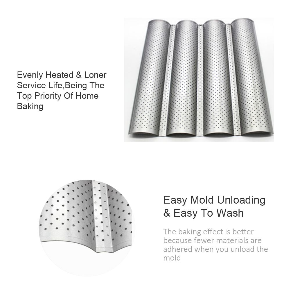 Non Stick Perforated French Bread Pan Bakeware Toast Cooking Bake Mold Home view 3