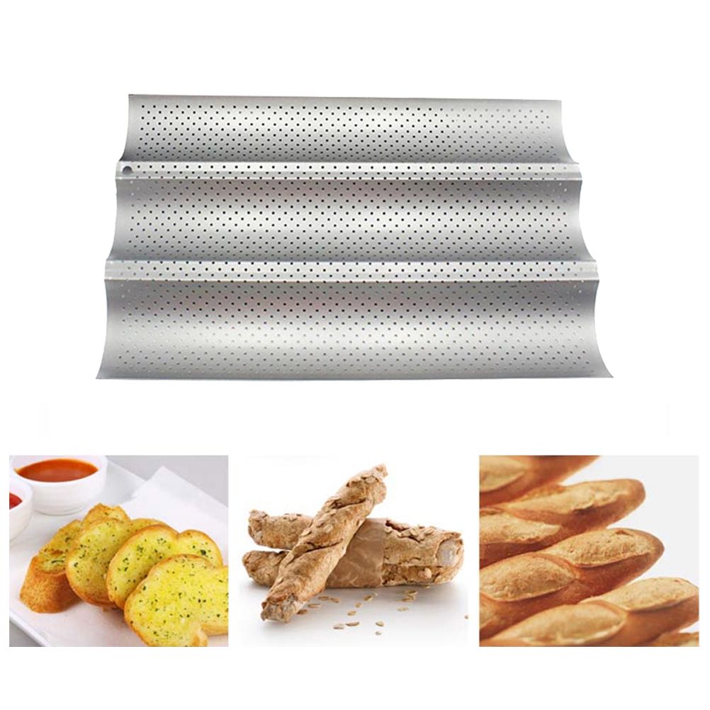 Non Stick Perforated French Bread Pan Bakeware Toast Cooking Bake Mold Home view 4