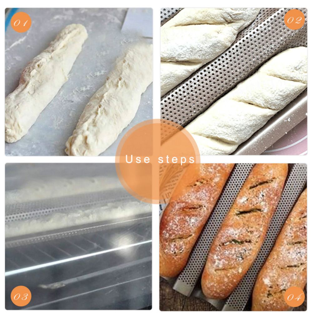 Non Stick Perforated French Bread Pan Bakeware Toast Cooking Bake Mold Home view 7