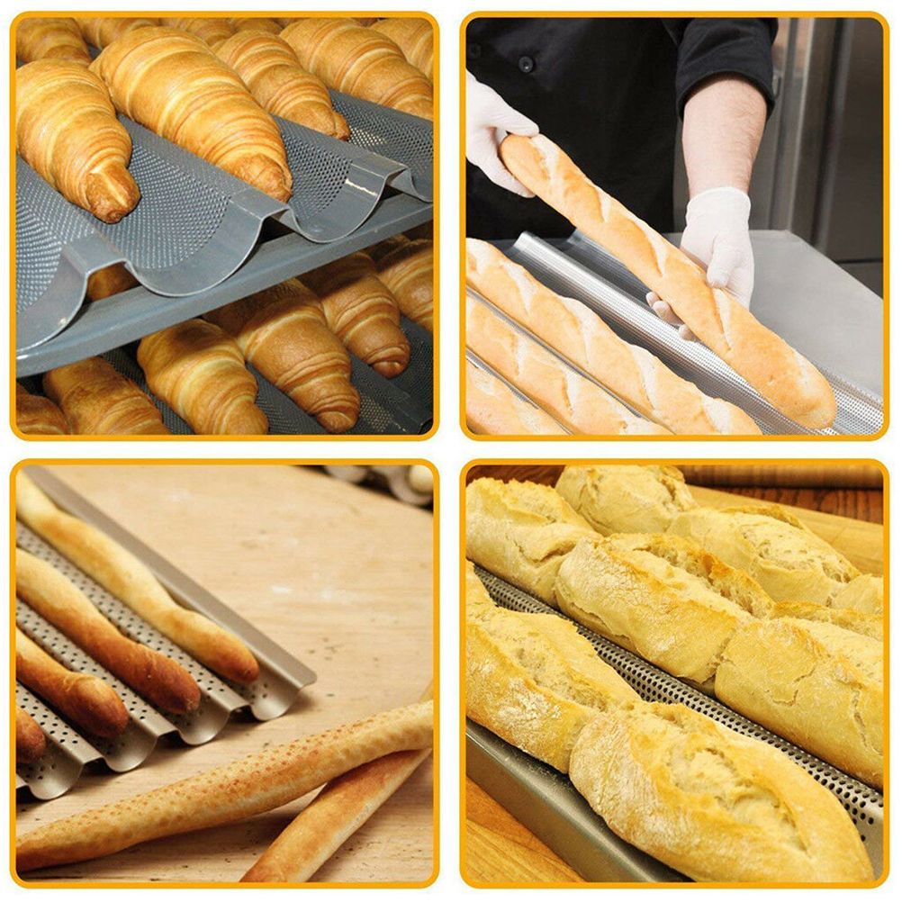 Non Stick Perforated French Bread Pan Bakeware Toast Cooking Bake Mold Home view 8