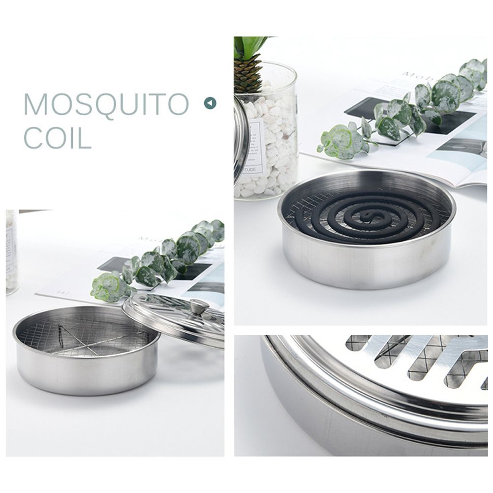 Round Mosquito Coil Holder Stainless Steel Mosquito Coil Disk Portable view 5