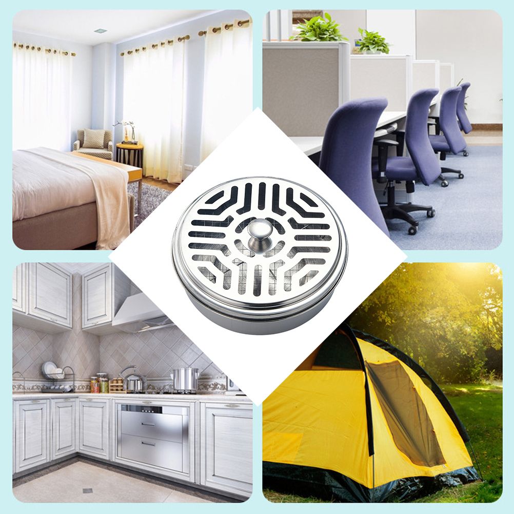 Round Mosquito Coil Holder Stainless Steel Mosquito Coil Disk Portable view 6