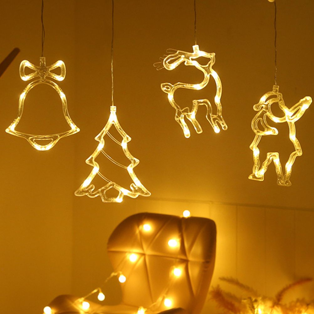 Window Sucker Holiday Lamp LED Christmas Trees Deer Bell Star Santa Hanging view 5