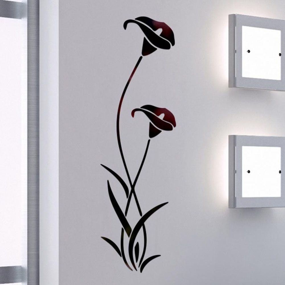 Flower Mirror Wall Sticker Removable Mirror Sticker Modern Wall Sticker Home view 3
