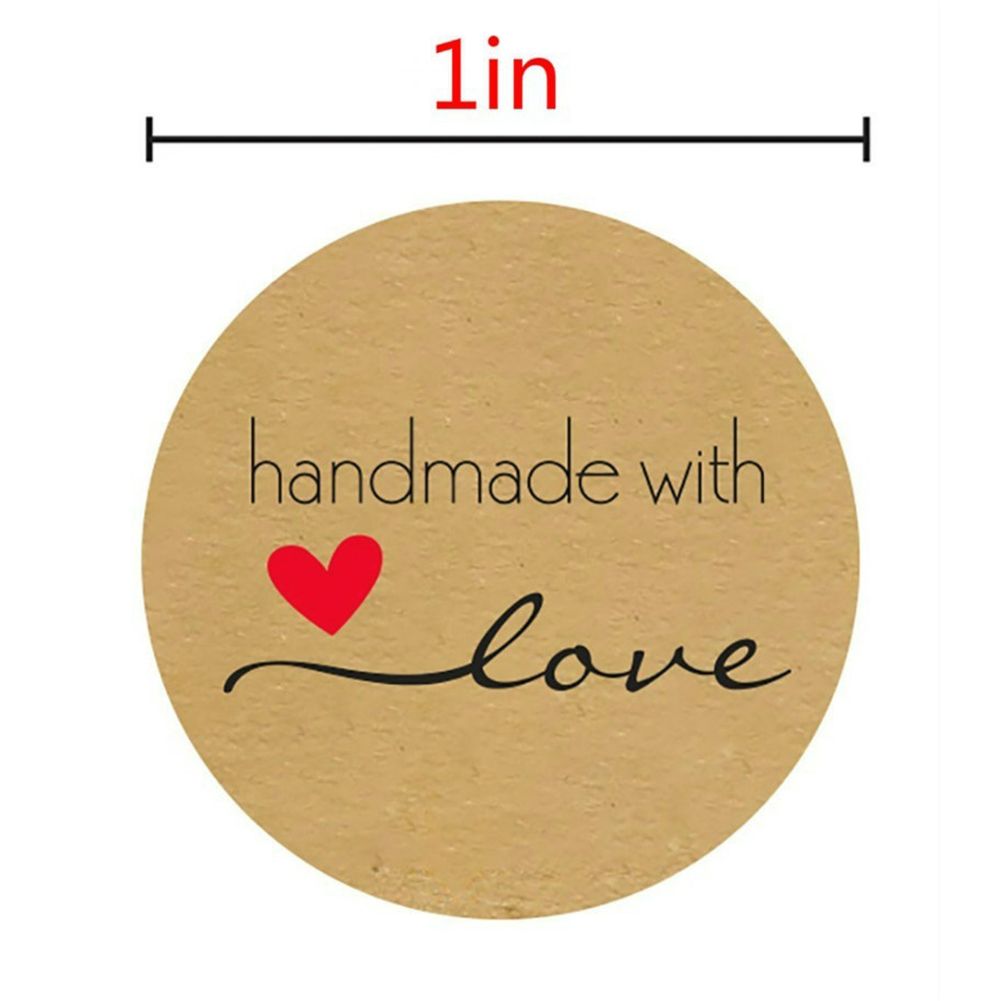 500Pcs Handmade with Love Stickers Round Self Adhesive Kraft Paper Labels Gift Tag view 4