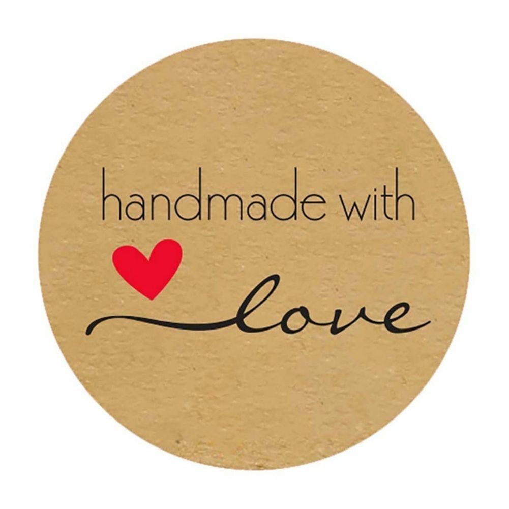 500Pcs Handmade with Love Stickers Round Self Adhesive Kraft Paper Labels Gift Tag view 5