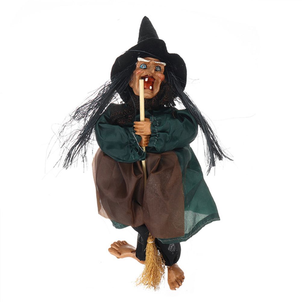 Halloween Hanging Witch Dolls Voice Control Prop Animated Ghost Scary Riding