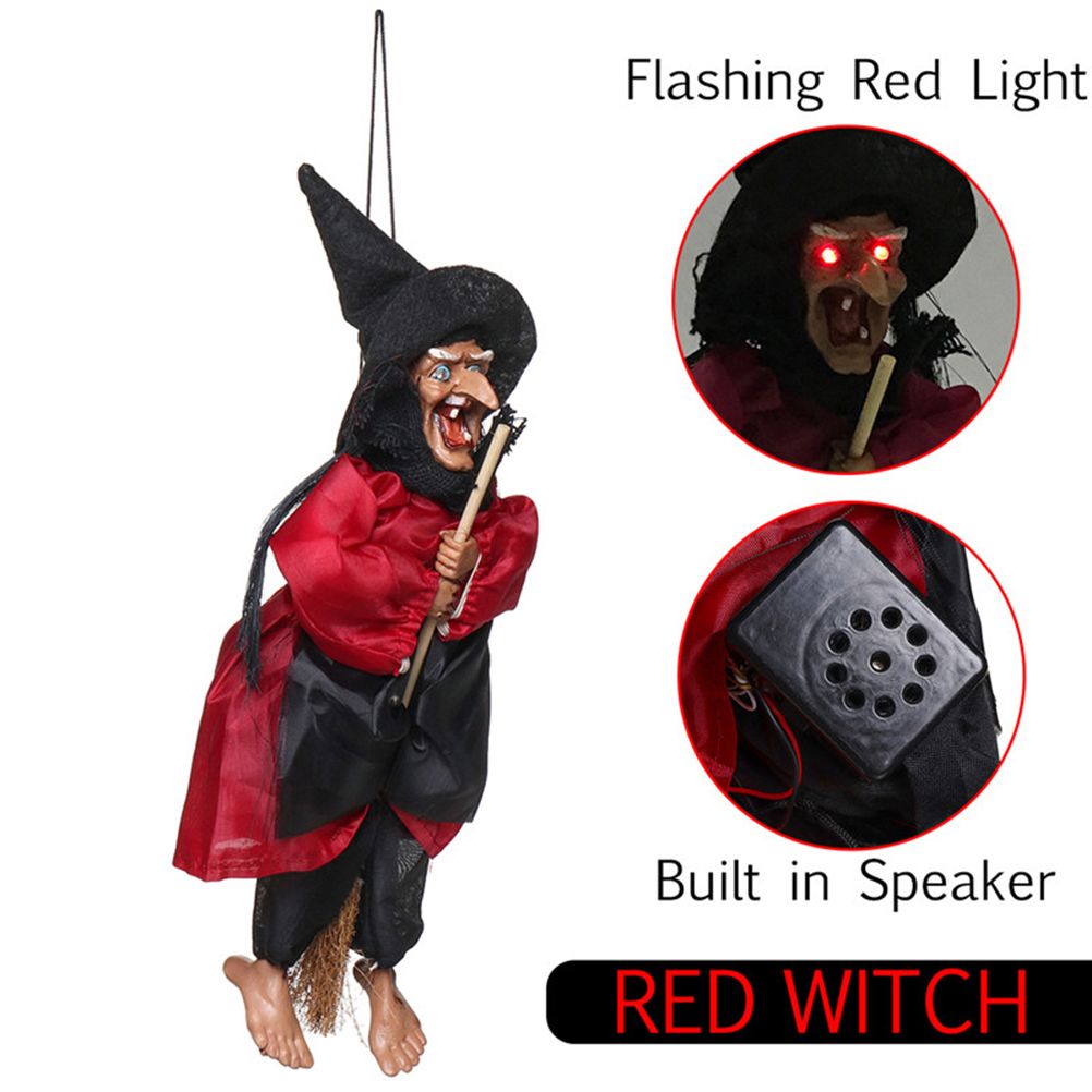 Halloween Hanging Witch Dolls Voice Control Prop Animated Ghost Scary Riding view 3
