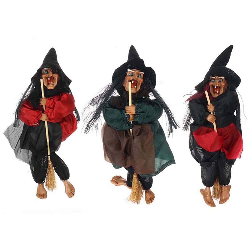 Halloween Hanging Witch Dolls Voice Control Prop Animated Ghost Scary Riding view 7