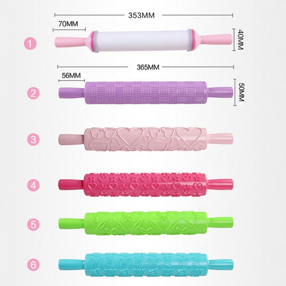 Plastic Non Stick Fondant Rolling Pin Tool Portable Embossed Rolling Pin view 7