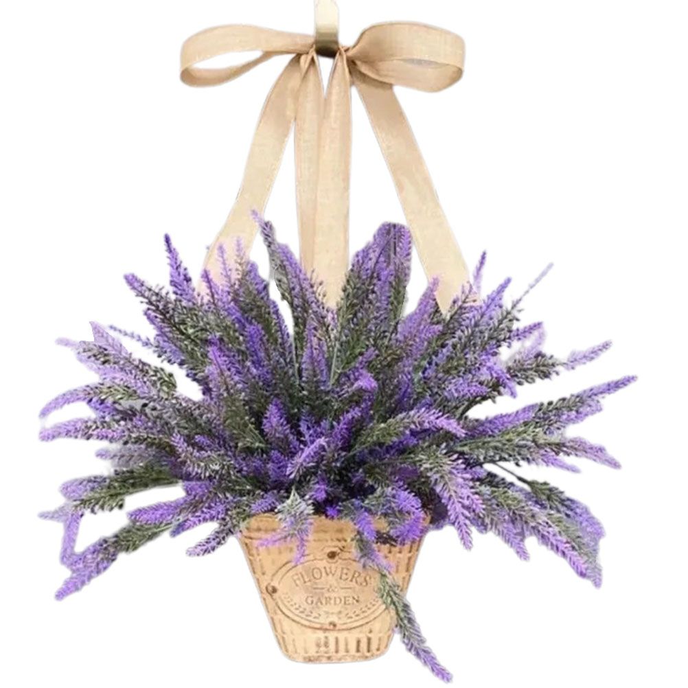 Artificial Hanging Flowers in Basket for Front Door Hanging Lavender Wreath view 10