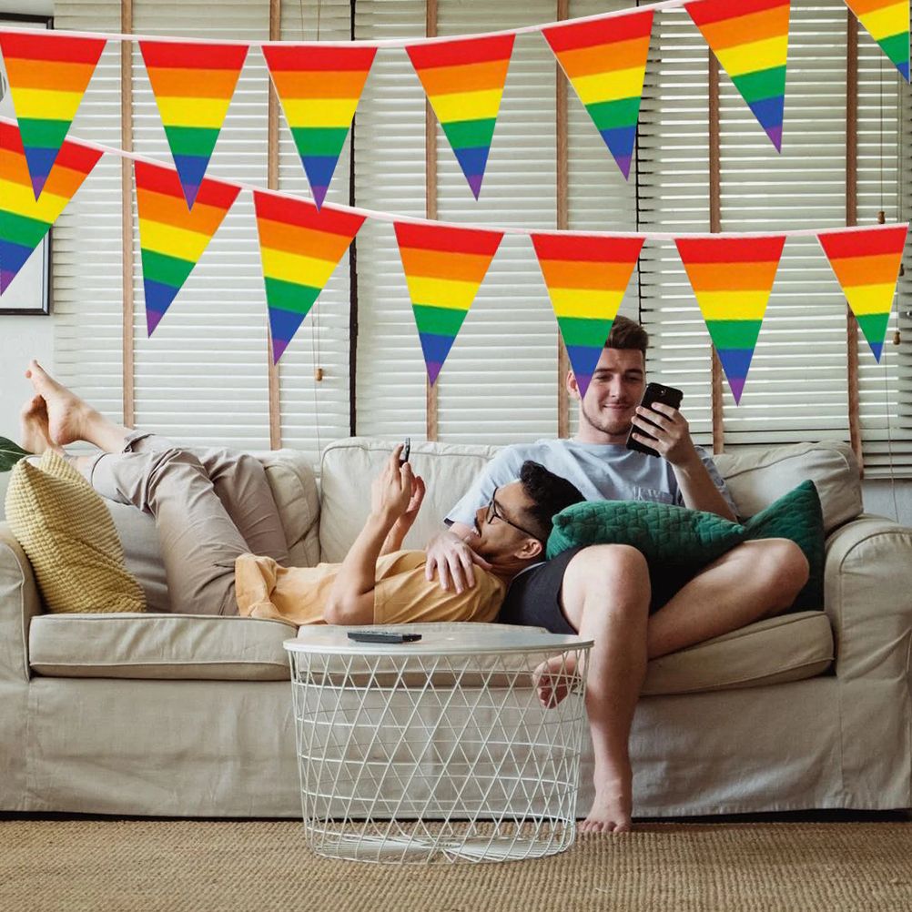 Rainbow Pride Pennant Flags Banner Gay Pride Pennant Banner for Bar Outdoor view 5