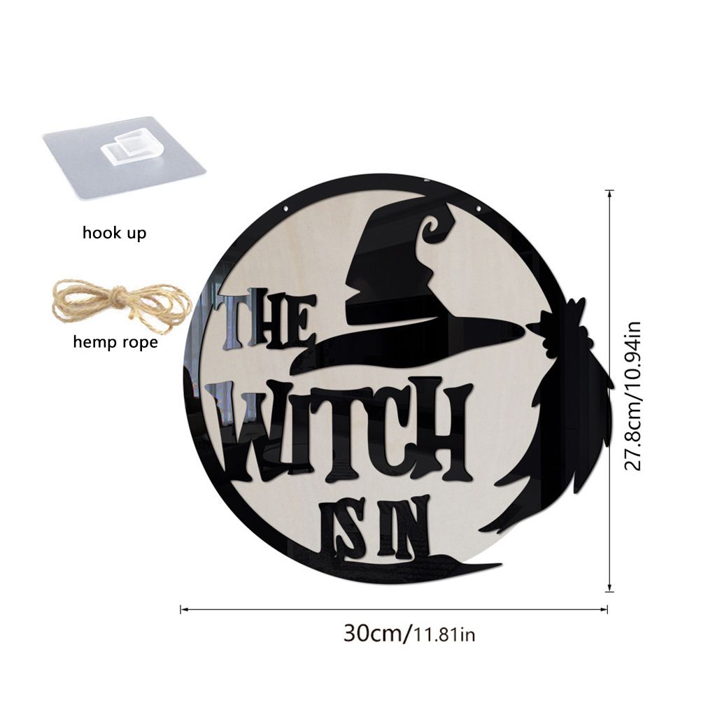 Halloween Door Sign Witch Wooden Hanging Sign for Front Door Wooden Wall Decor view 2