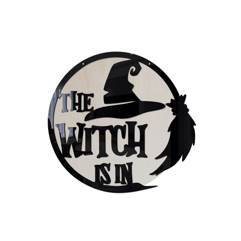 Halloween Door Sign Witch Wooden Hanging Sign for Front Door Wooden Wall Decor view 8