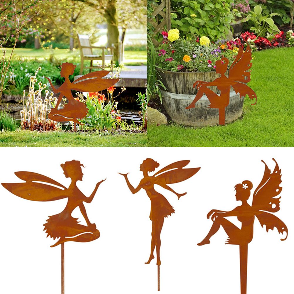 Decorative Garden Stakes Fairy Silhouette Metal Yard Stakes Arts Outdoor view 3